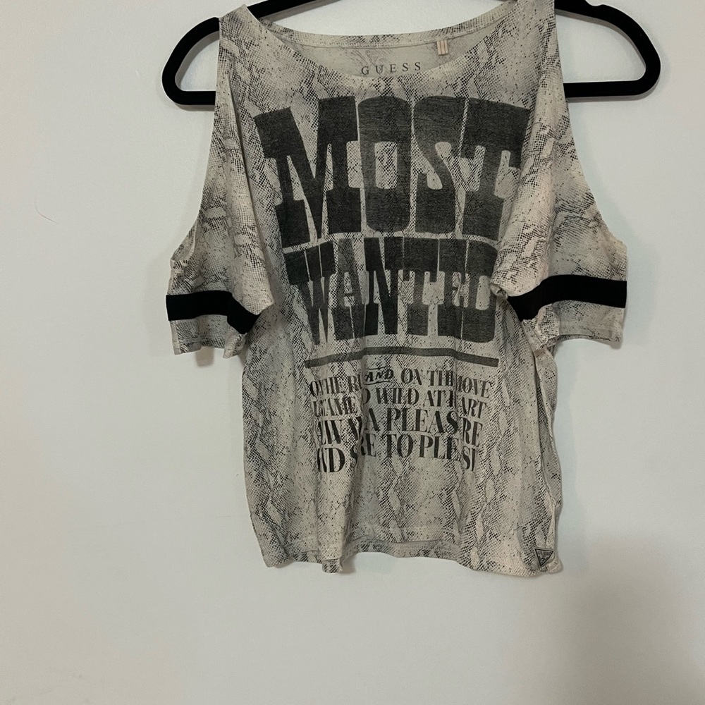 guess snake print most wanted cold shoulder top
